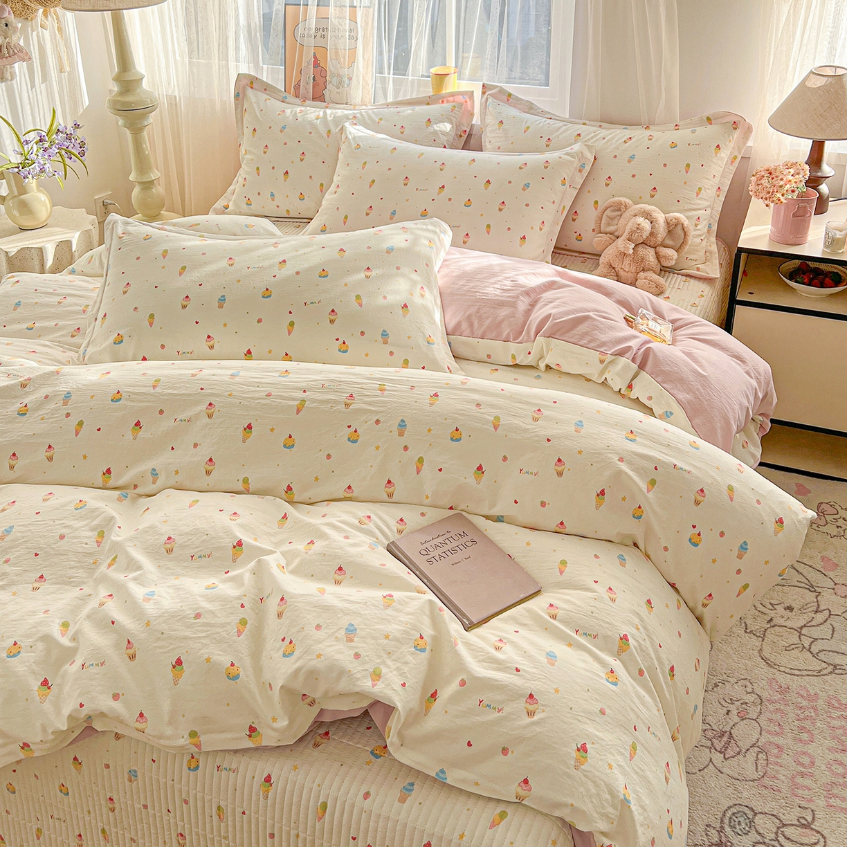 91家纺网 家纺一手货源 找家纺 梵克保罗 2026新款亲肤舒适仿棉印花床盖四件套 蛋糕派