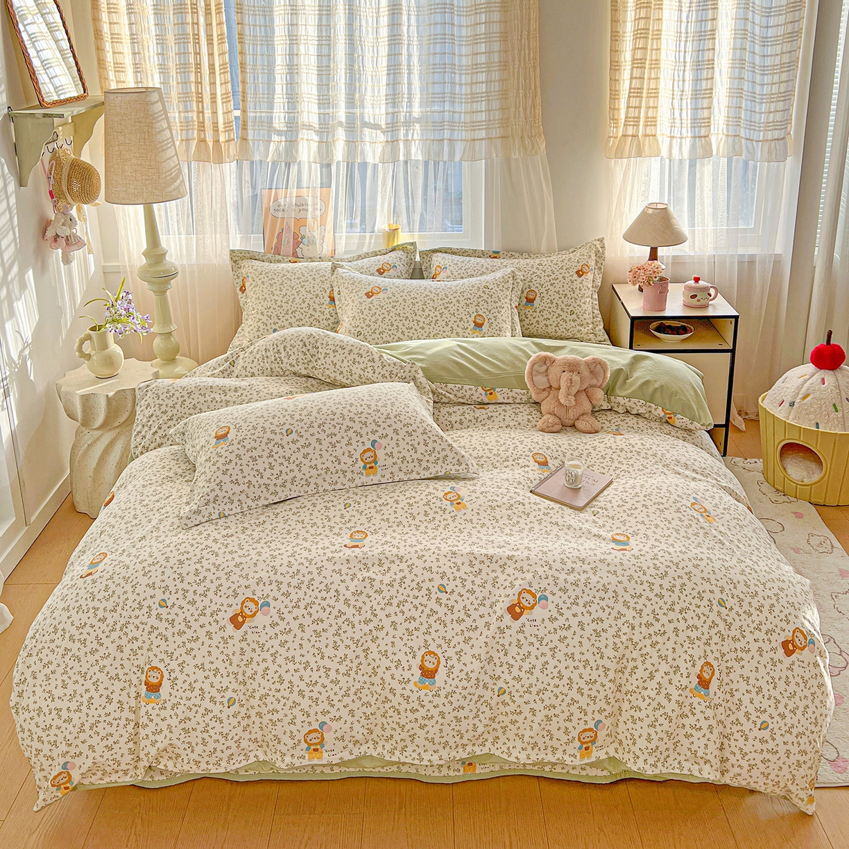 91家纺网 家纺一手货源 找家纺 梵克保罗 2026新款亲肤舒适仿棉印花床盖四件套 马戏团