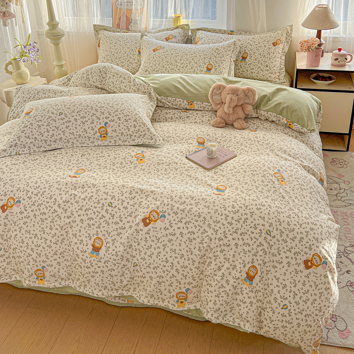 91家纺网 家纺一手货源 找家纺 梵克保罗 2026新款亲肤舒适仿棉印花床盖四件套 马戏团