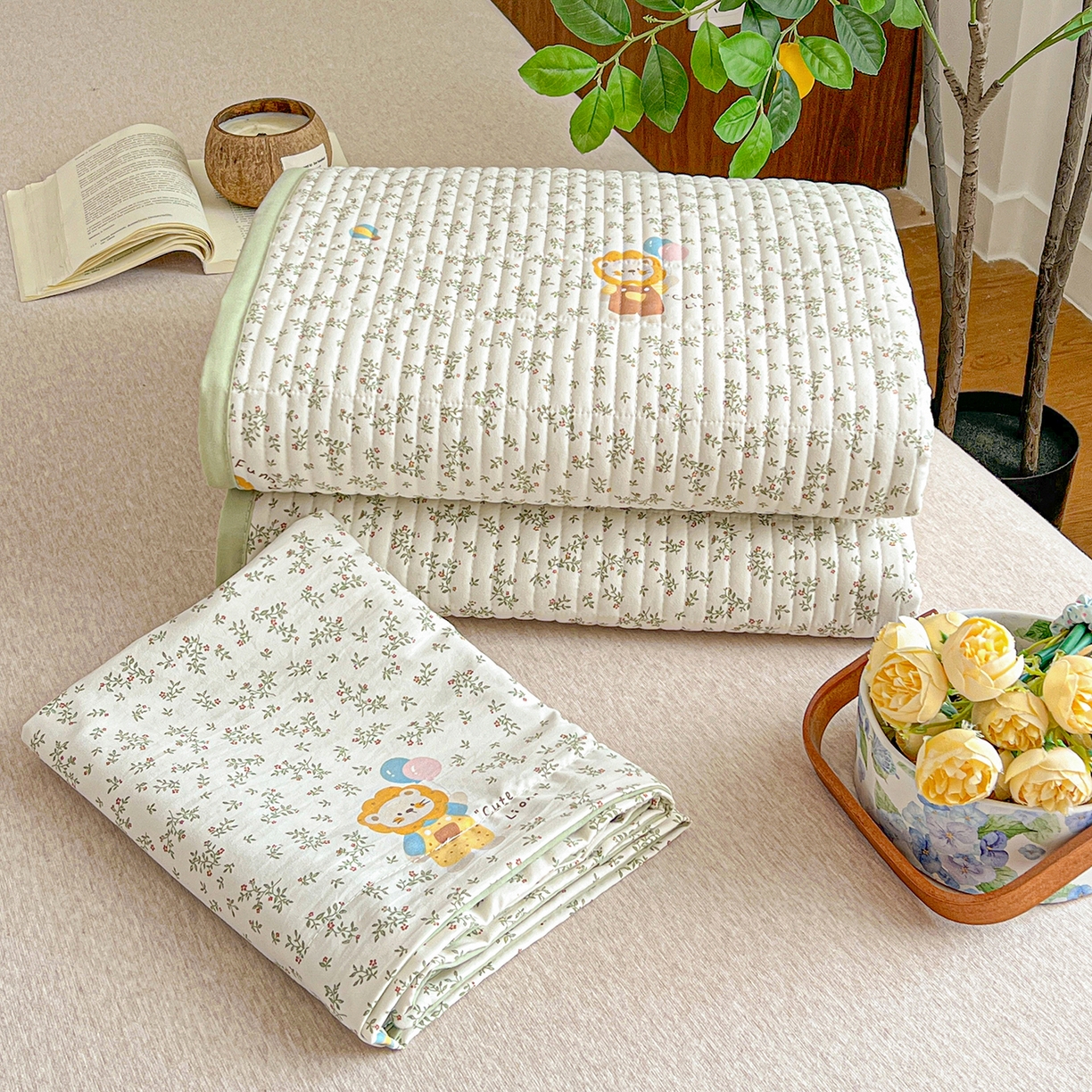 91家纺网 家纺一手货源 找家纺 梵克保罗 2026新款亲肤舒适仿棉印花床盖四件套 马戏团