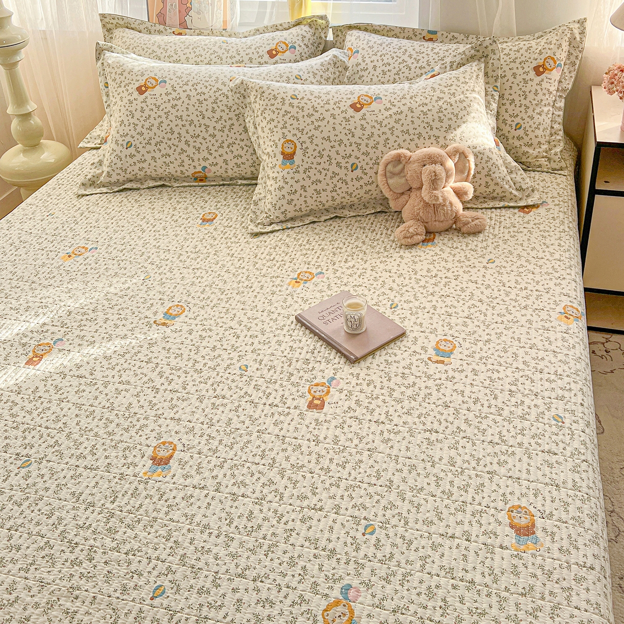 91家纺网 家纺一手货源 找家纺 梵克保罗 2026新款亲肤舒适仿棉印花床盖四件套 马戏团