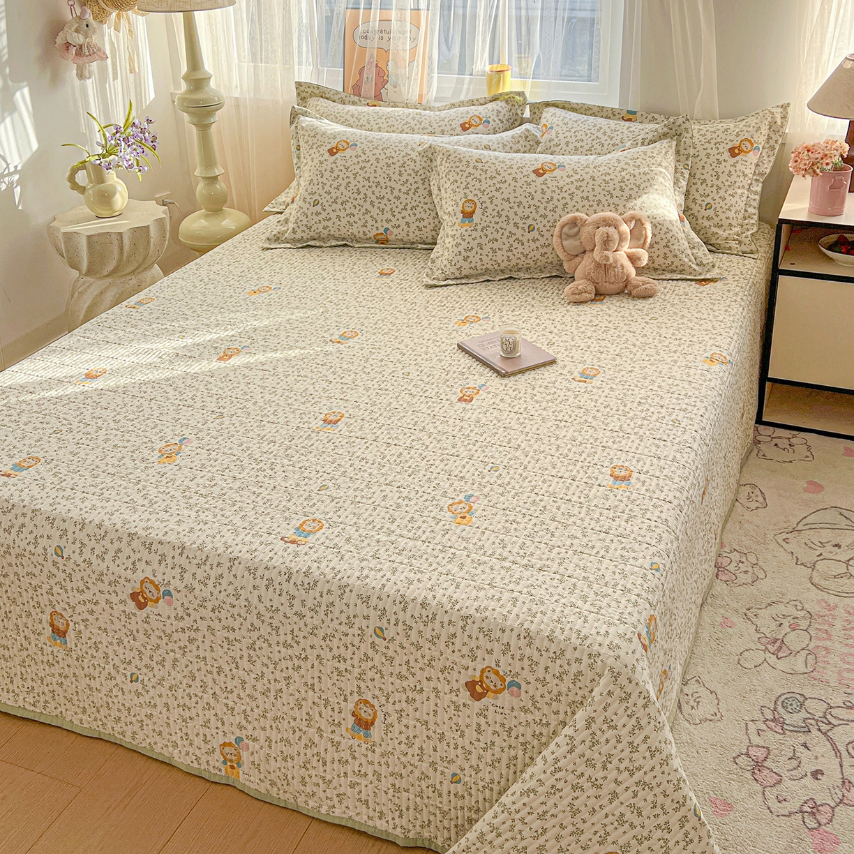 91家纺网 家纺一手货源 找家纺 梵克保罗 2026新款亲肤舒适仿棉印花床盖四件套 马戏团