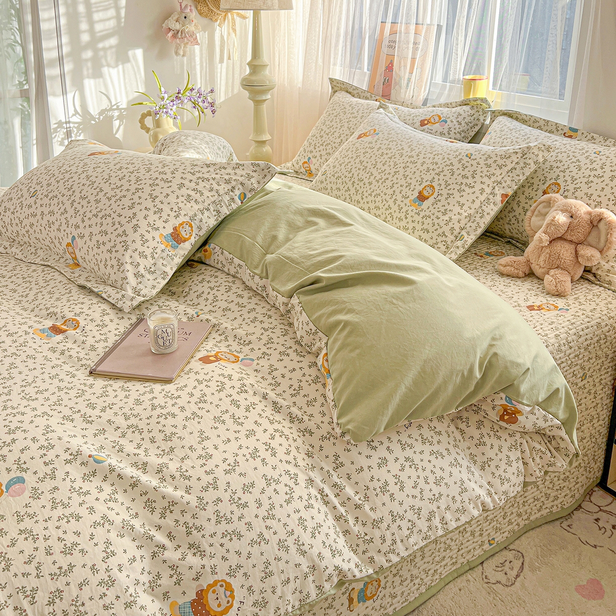 91家纺网 家纺一手货源 找家纺 梵克保罗 2026新款亲肤舒适仿棉印花床盖四件套 马戏团