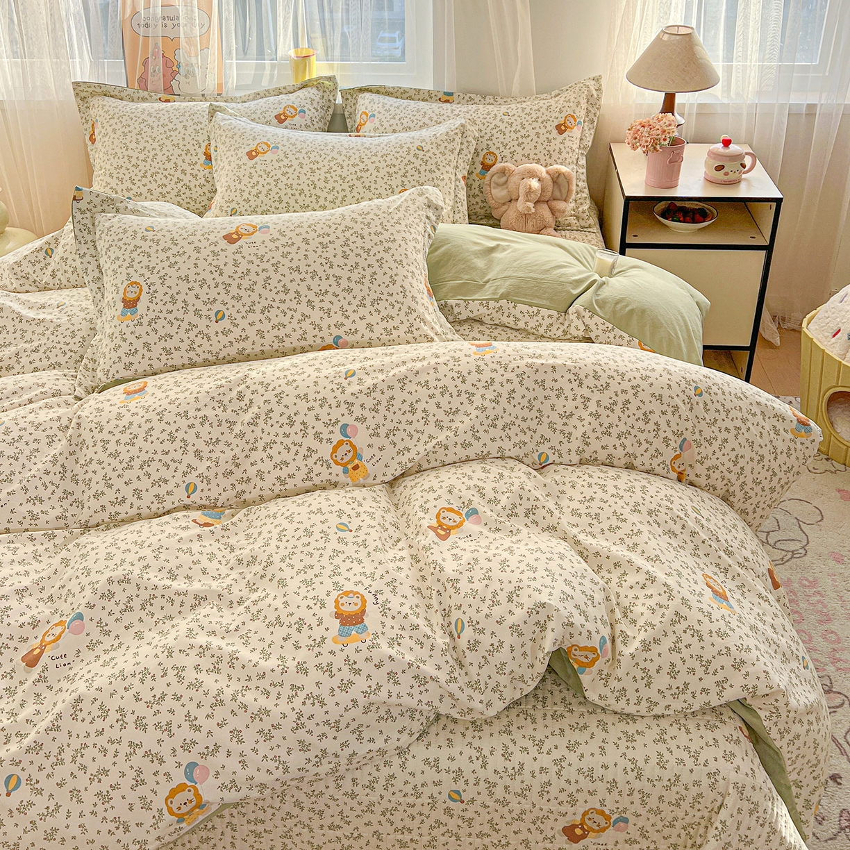 91家纺网 家纺一手货源 找家纺 梵克保罗 2026新款亲肤舒适仿棉印花床盖四件套 马戏团