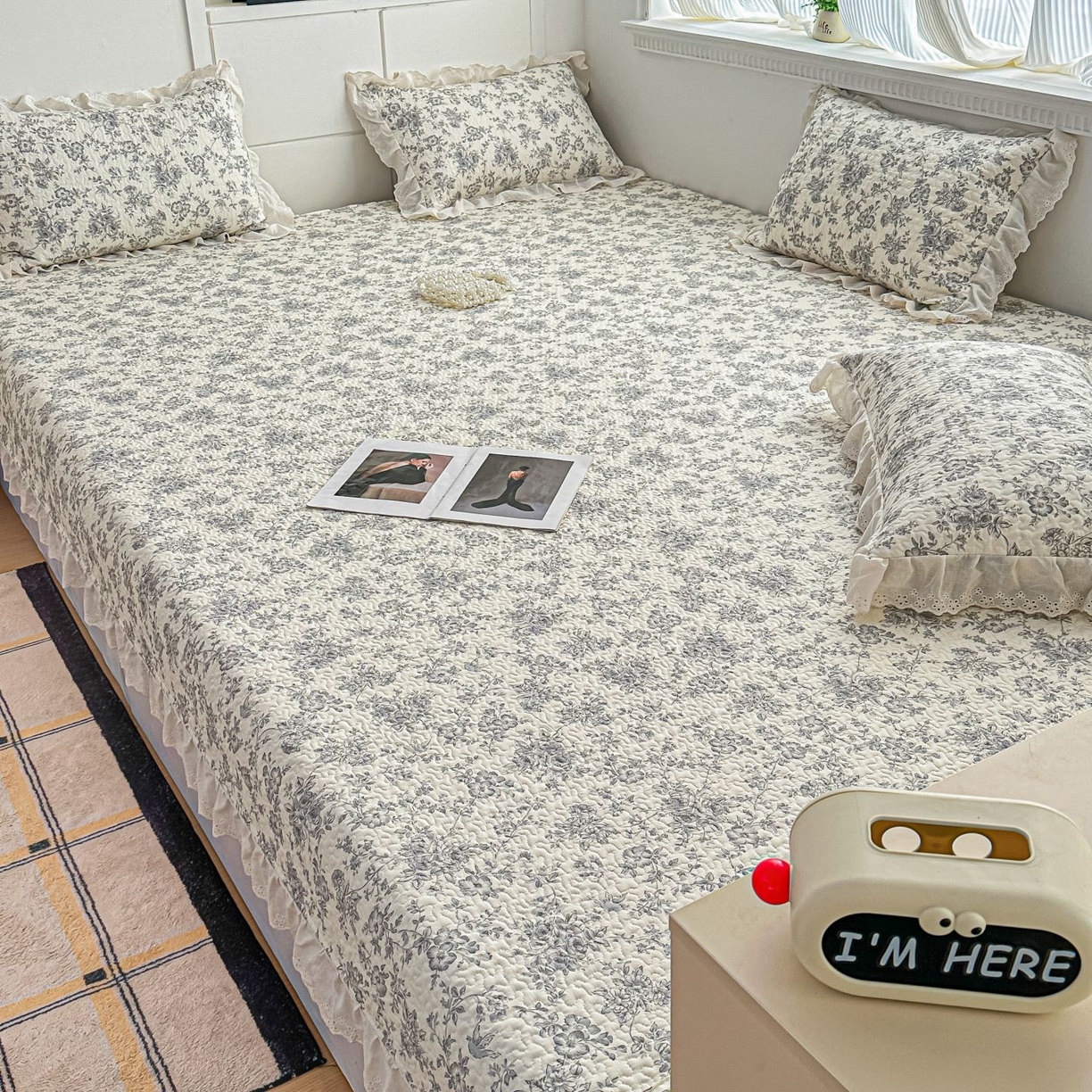 91家纺网 家纺一手货源 找家纺 暖居 2026新款支持定制法式花边纯棉榻榻米四件套全棉大炕盖三件套四季通用 赫本白