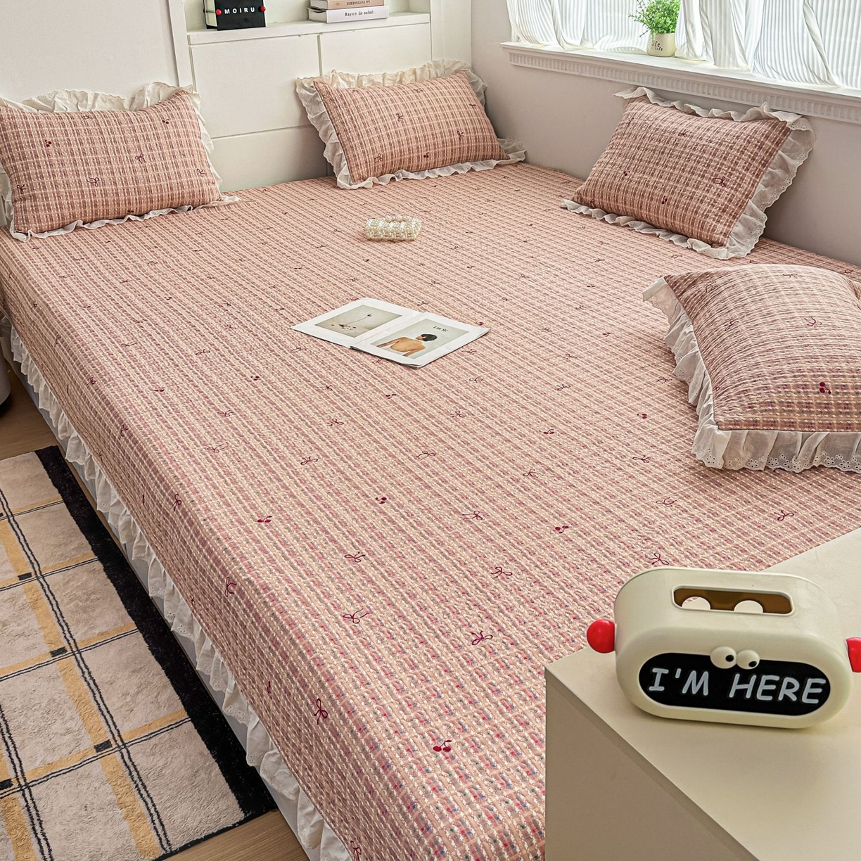 91家纺网 家纺一手货源 找家纺 暖居 2026新款支持定制法式花边纯棉榻榻米四件套全棉大炕盖三件套四季通用 时尚小香