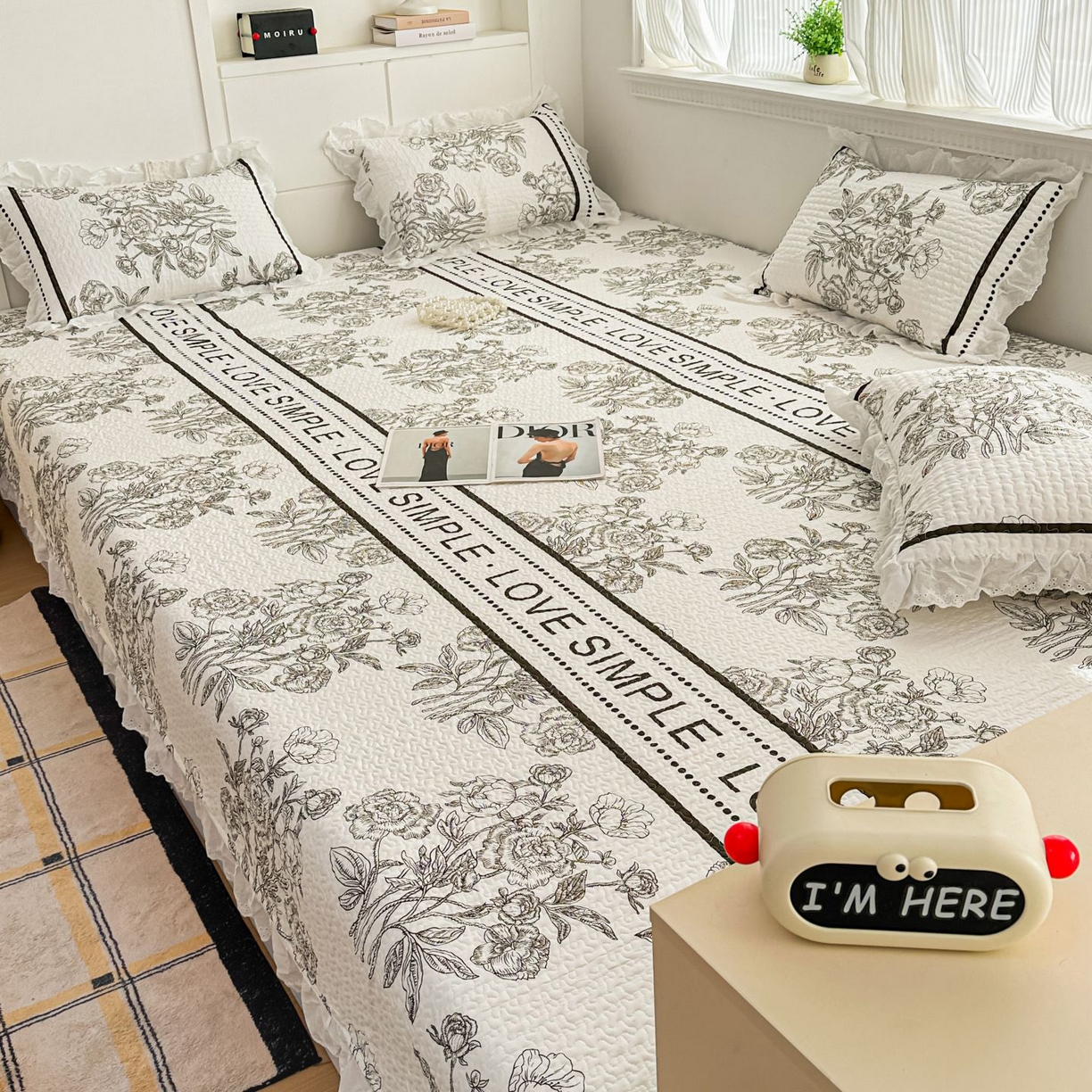 91家纺网 家纺一手货源 找家纺 暖居 2026新款支持定制法式花边纯棉榻榻米四件套全棉大炕盖三件套四季通用 晨暮间