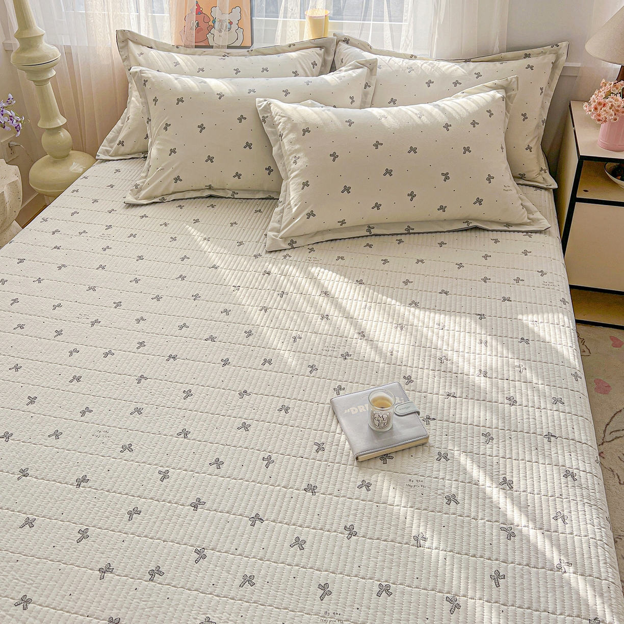 91家纺网 家纺一手货源 找家纺 梵克保罗 2026新款亲肤舒适仿棉印花床盖四件套 梦幻灰