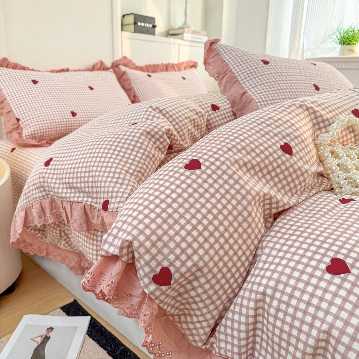 91家纺网 家纺一手货源 找家纺 暖居 2026新款支持定制法式花边纯棉榻榻米四件套全棉大炕盖三件套四季通用 小美好