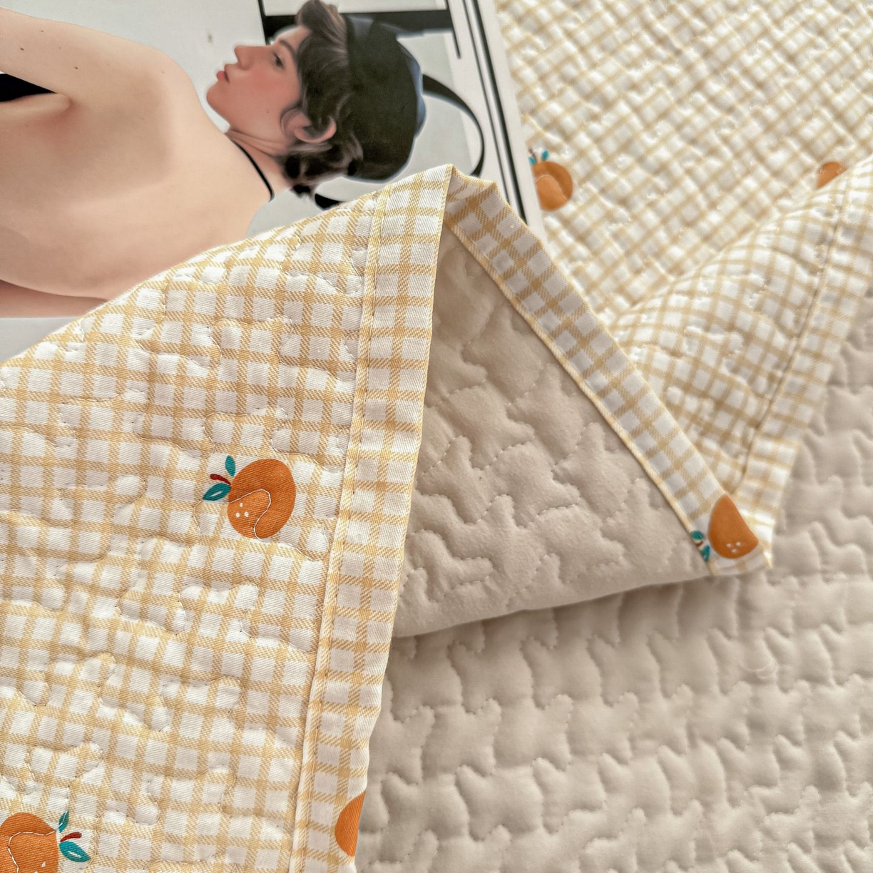 91家纺网 家纺一手货源 找家纺 暖居 2026新款支持定制法式花边纯棉榻榻米四件套全棉大炕盖三件套四季通用 小甜橘