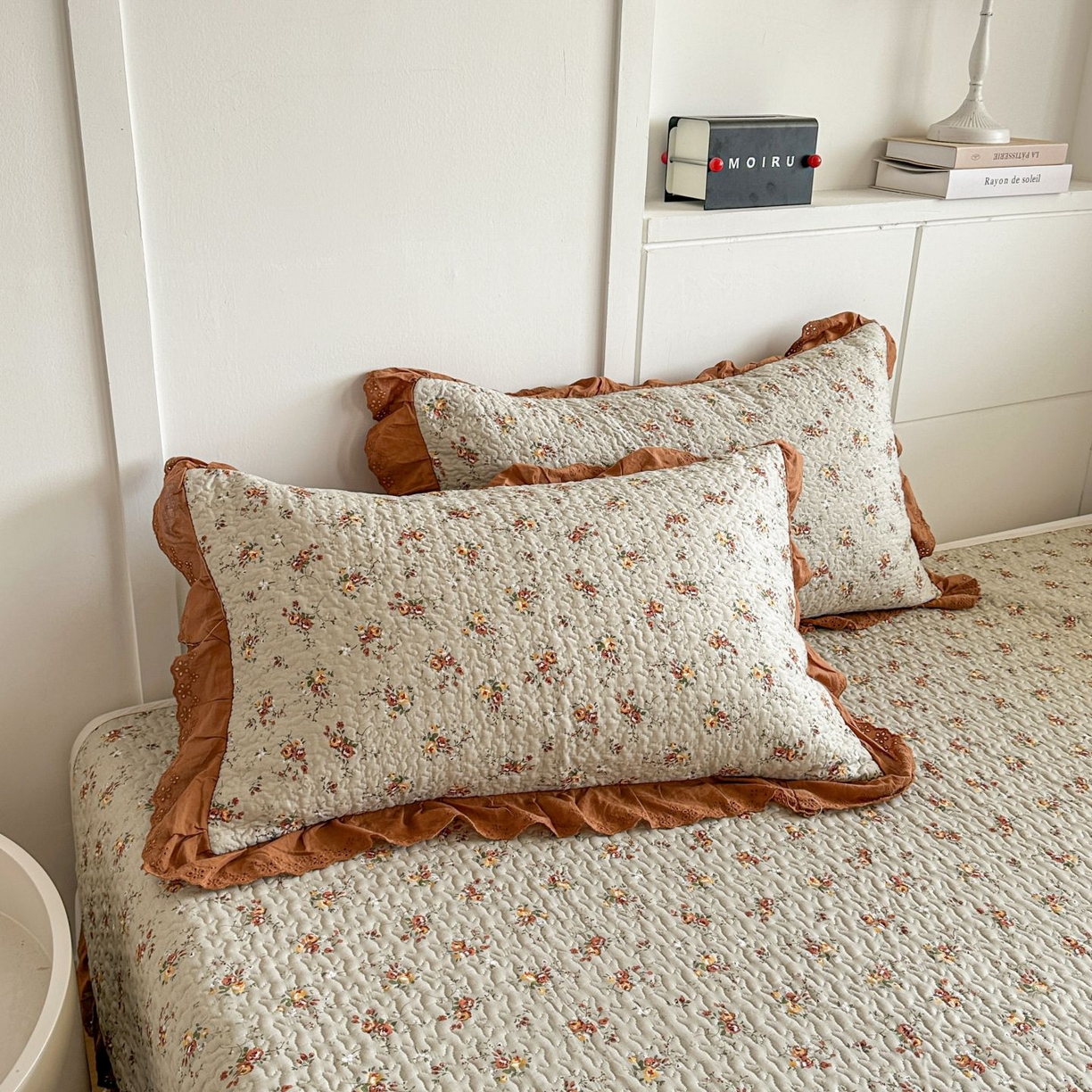 91家纺网 家纺一手货源 找家纺 暖居 2026新款支持定制法式花边纯棉榻榻米四件套全棉大炕盖三件套四季通用 浅咖