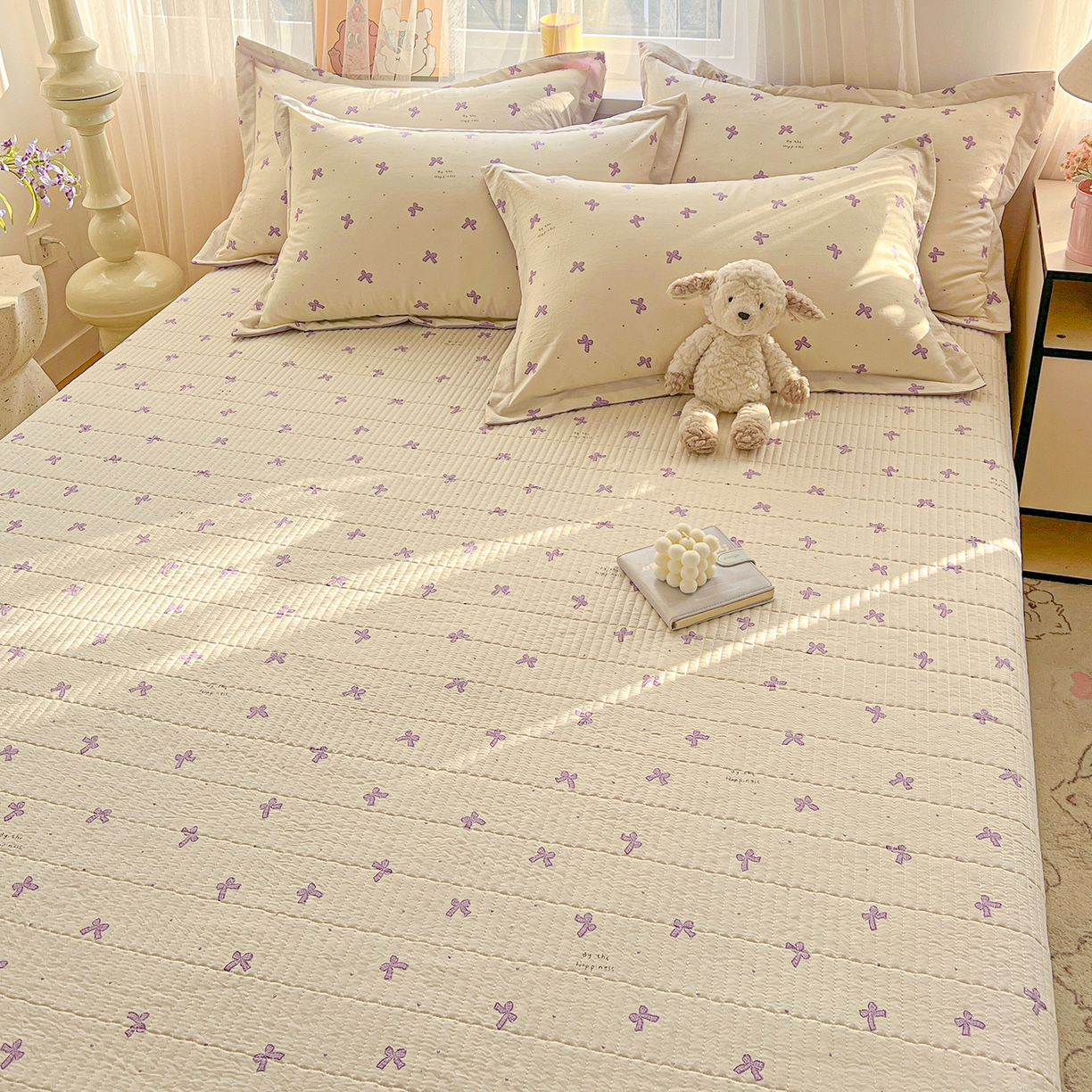 91家纺网 家纺一手货源 找家纺 梵克保罗 2026新款亲肤舒适仿棉印花床盖四件套 梦幻紫