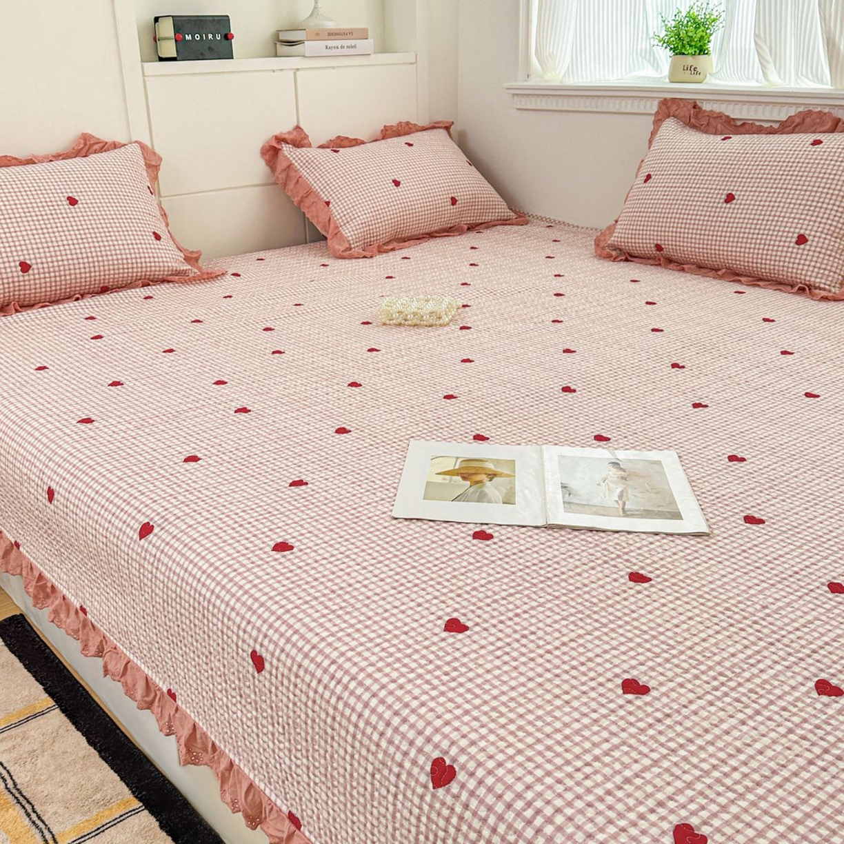 91家纺网 家纺一手货源 找家纺 暖居 2026新款支持定制法式花边纯棉榻榻米四件套全棉大炕盖三件套四季通用 小美好