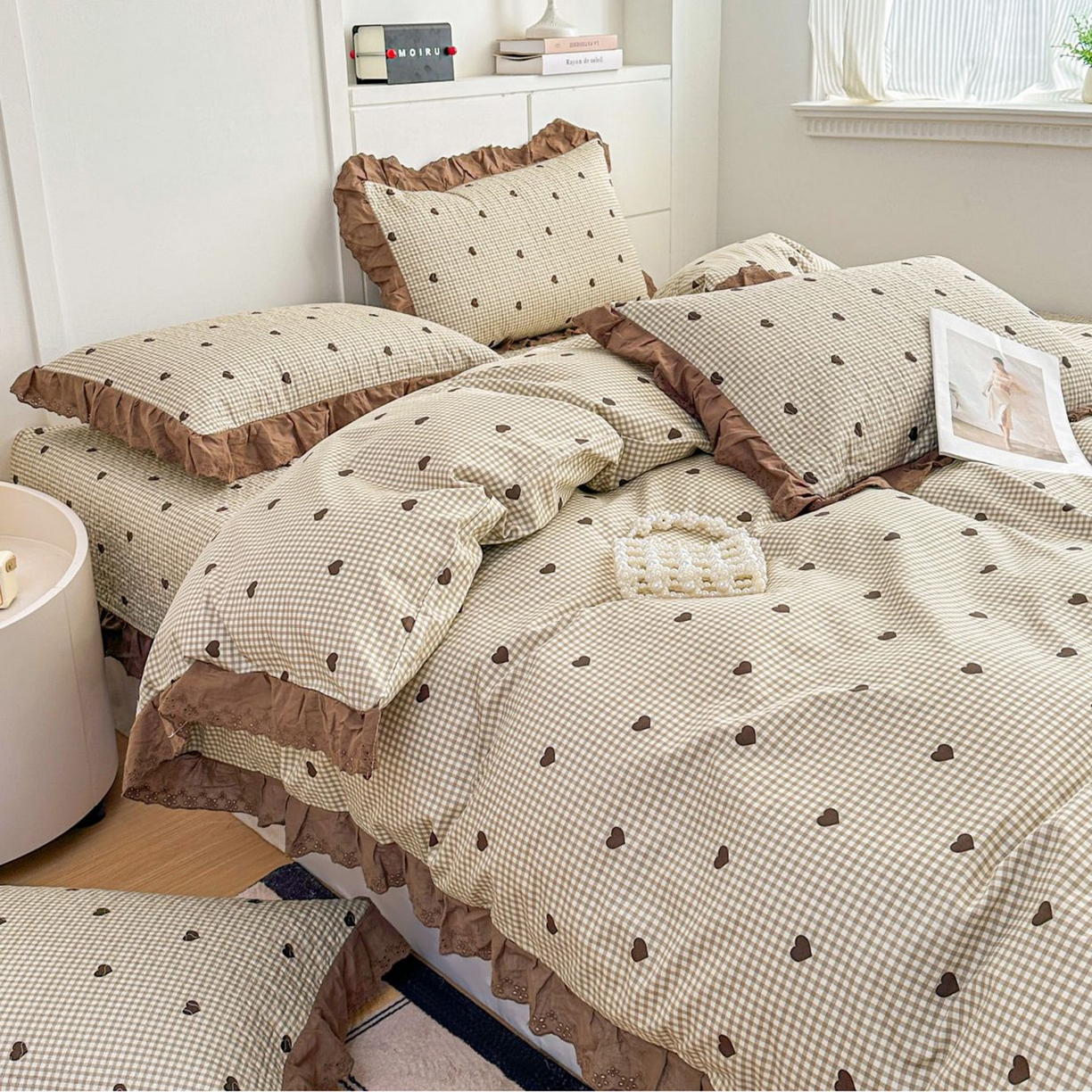 91家纺网 家纺一手货源 找家纺 暖居 2026新款支持定制法式花边纯棉榻榻米四件套全棉大炕盖三件套四季通用 雅格