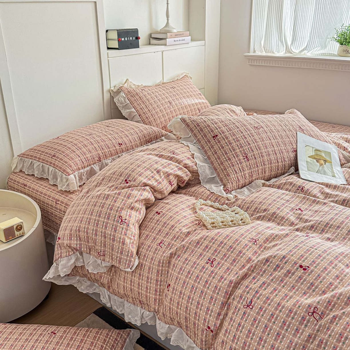 91家纺网 家纺一手货源 找家纺 暖居 2026新款支持定制法式花边纯棉榻榻米四件套全棉大炕盖三件套四季通用 时尚小香