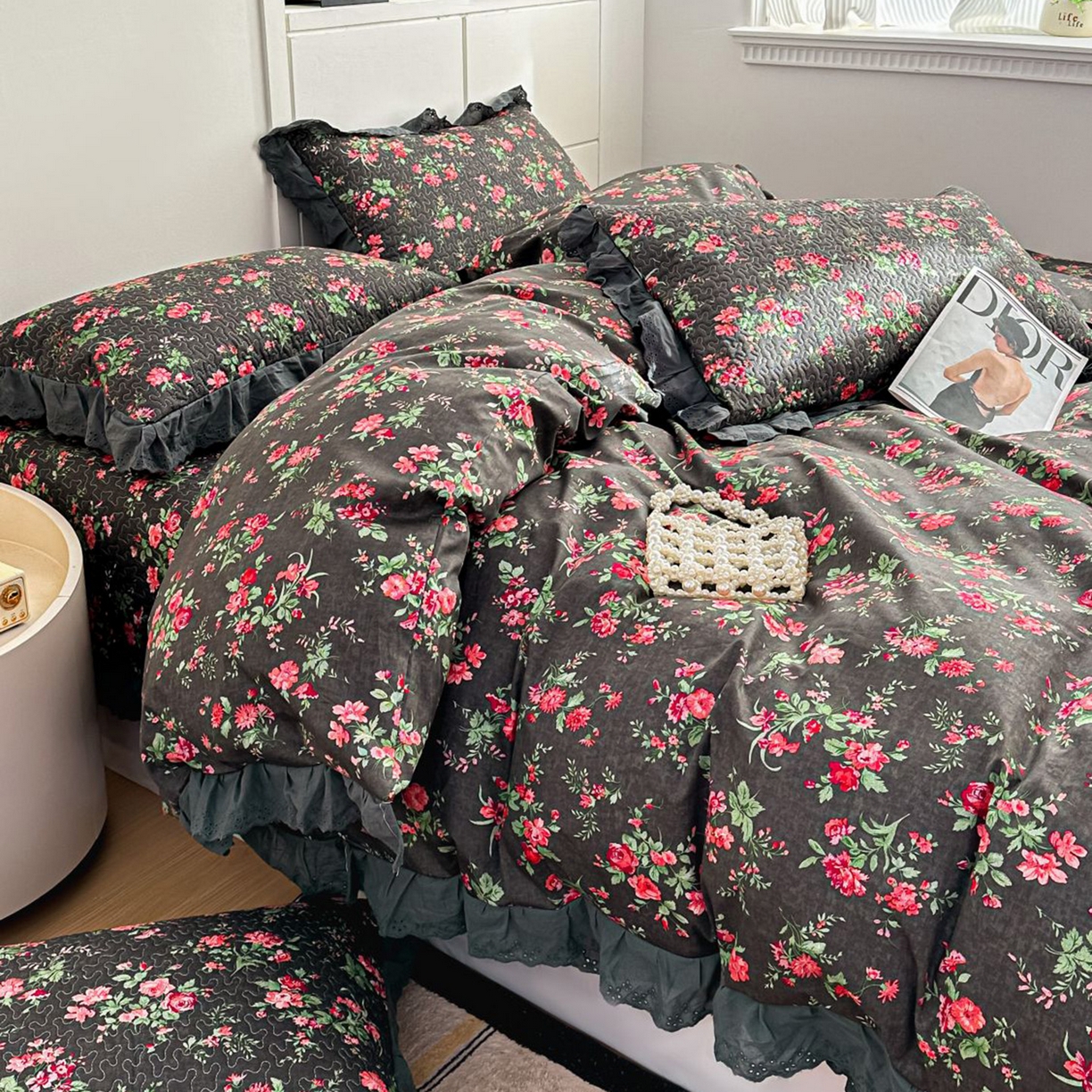 91家纺网 家纺一手货源 找家纺 暖居 2026新款支持定制法式花边纯棉榻榻米四件套全棉大炕盖三件套四季通用 中国美