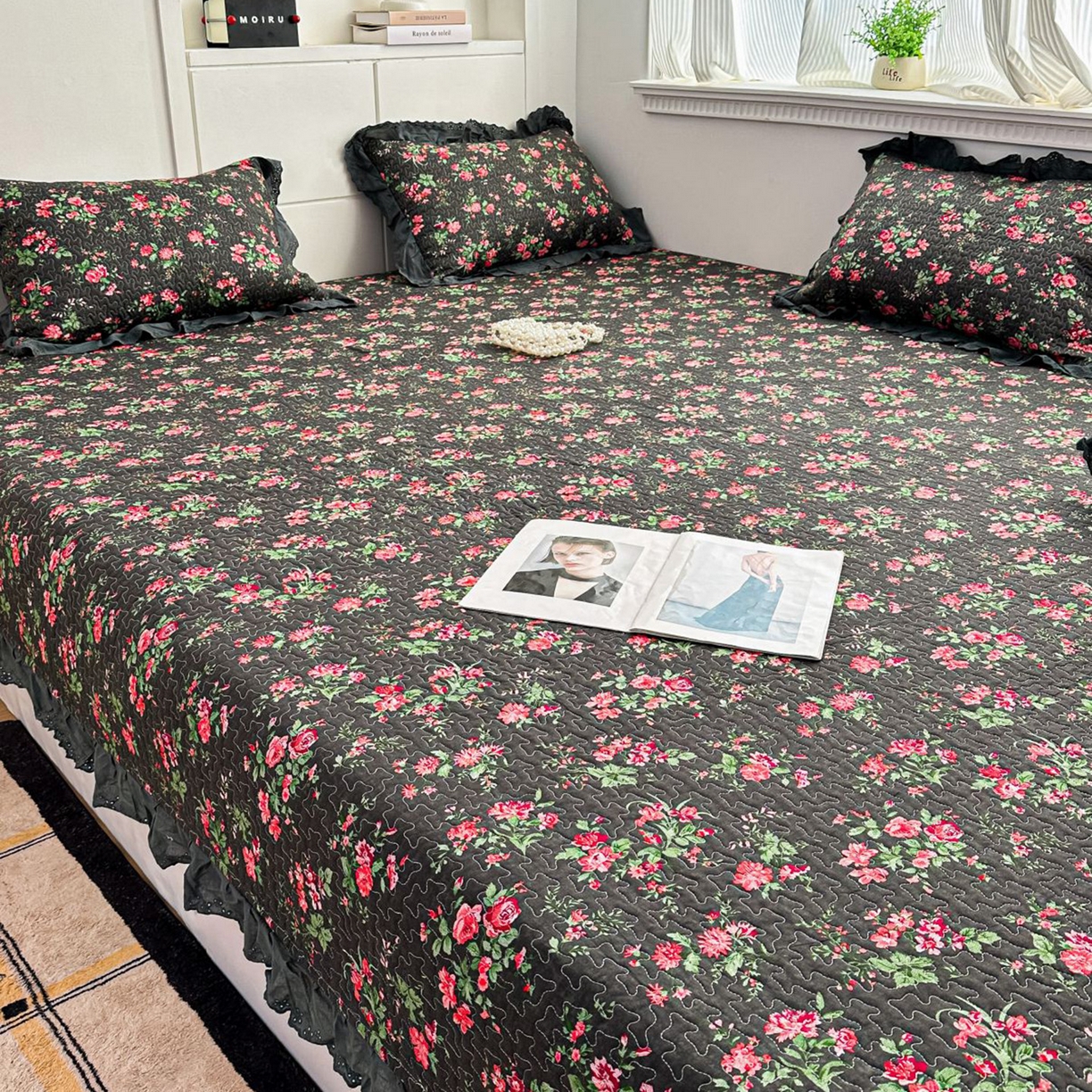 91家纺网 家纺一手货源 找家纺 暖居 2026新款支持定制法式花边纯棉榻榻米四件套全棉大炕盖三件套四季通用 中国美