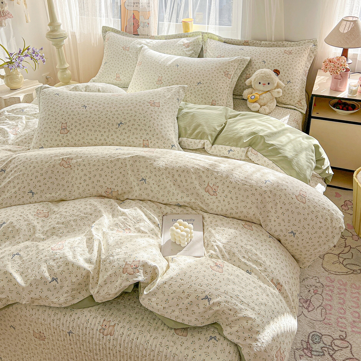 91家纺网 家纺一手货源 找家纺 梵克保罗 2026新款亲肤舒适仿棉印花床盖四件套 皮皮狗