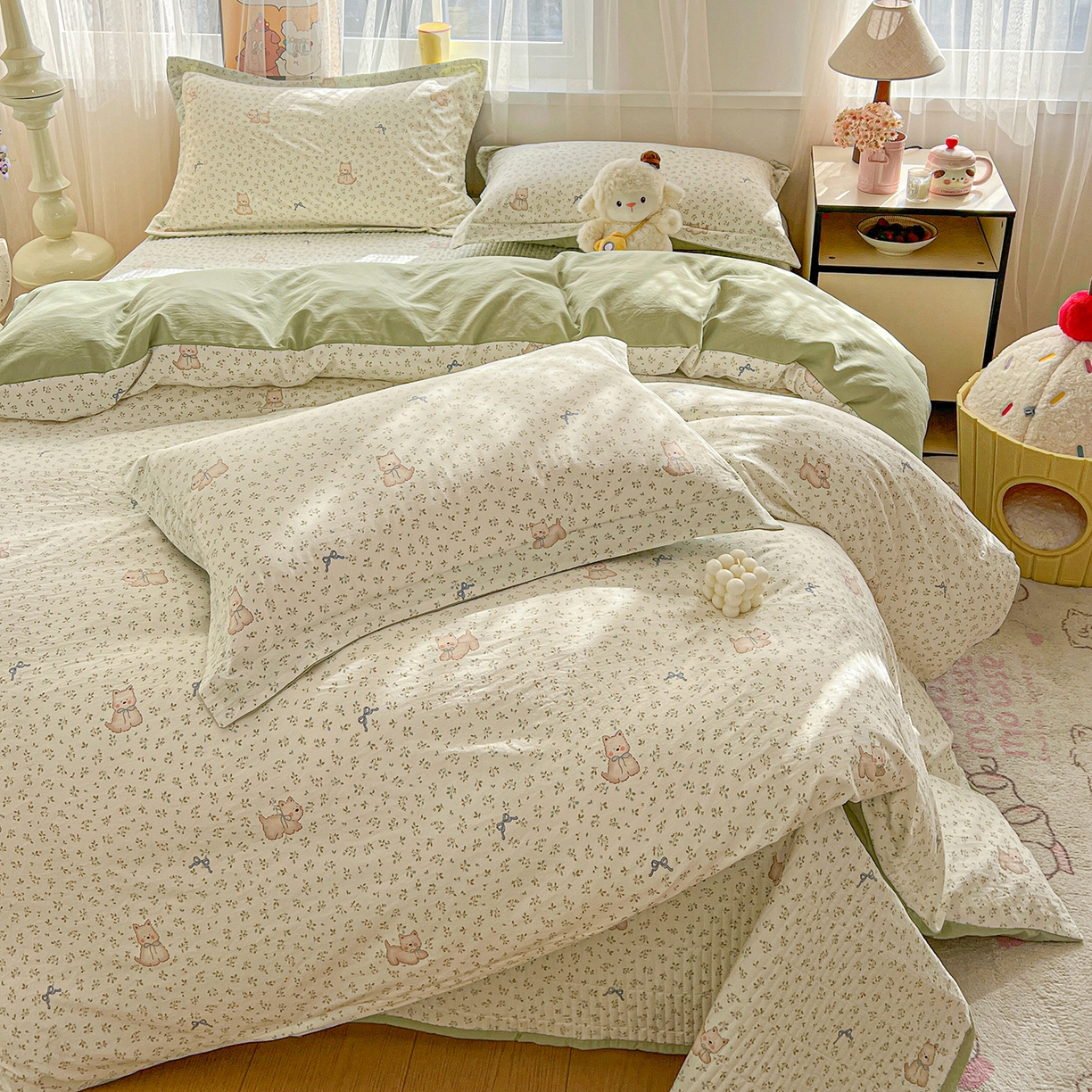 91家纺网 家纺一手货源 找家纺 梵克保罗 2026新款亲肤舒适仿棉印花床盖四件套 皮皮狗