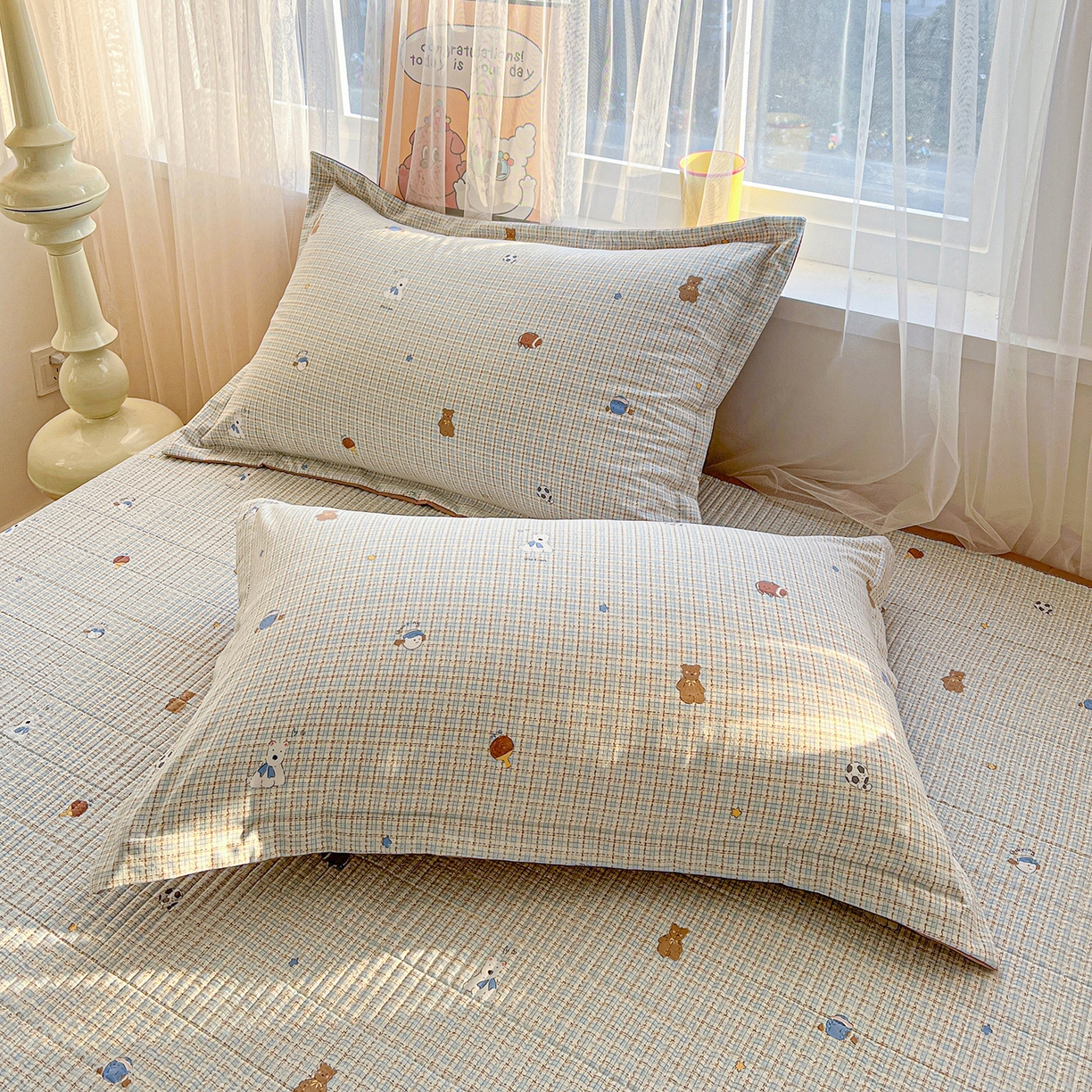 91家纺网 家纺一手货源 找家纺 梵克保罗 2026新款亲肤舒适仿棉印花床盖四件套 奇奇