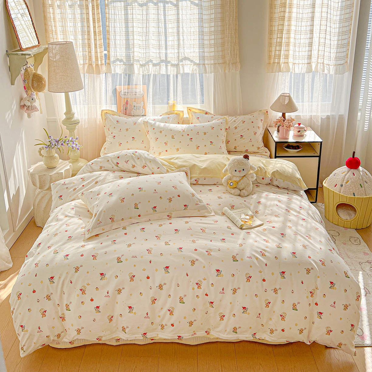 91家纺网 家纺一手货源 找家纺 梵克保罗 2026新款亲肤舒适仿棉印花床盖四件套 圣诞夜