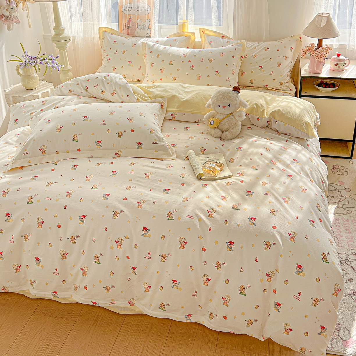 91家纺网 家纺一手货源 找家纺 梵克保罗 2026新款亲肤舒适仿棉印花床盖四件套 圣诞夜