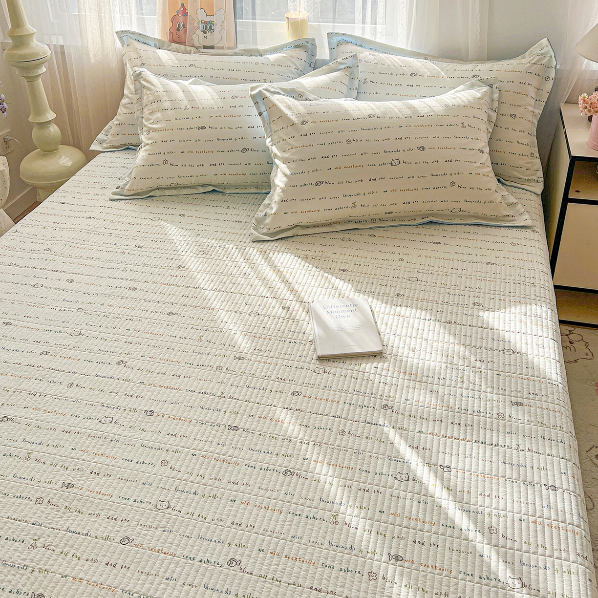 91家纺网 家纺一手货源 找家纺 梵克保罗 2026新款亲肤舒适仿棉印花床盖四件套 甜心喵