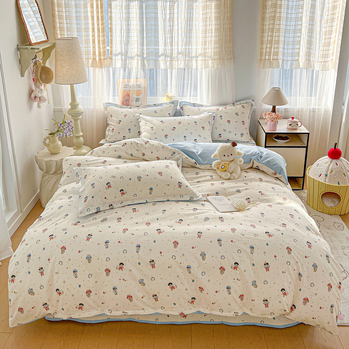 91家纺网 家纺一手货源 找家纺 梵克保罗 2026新款亲肤舒适仿棉印花床盖四件套 童趣