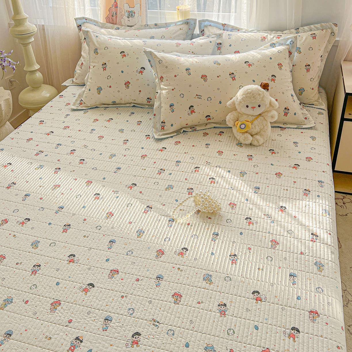 91家纺网 家纺一手货源 找家纺 梵克保罗 2026新款亲肤舒适仿棉印花床盖四件套 童趣