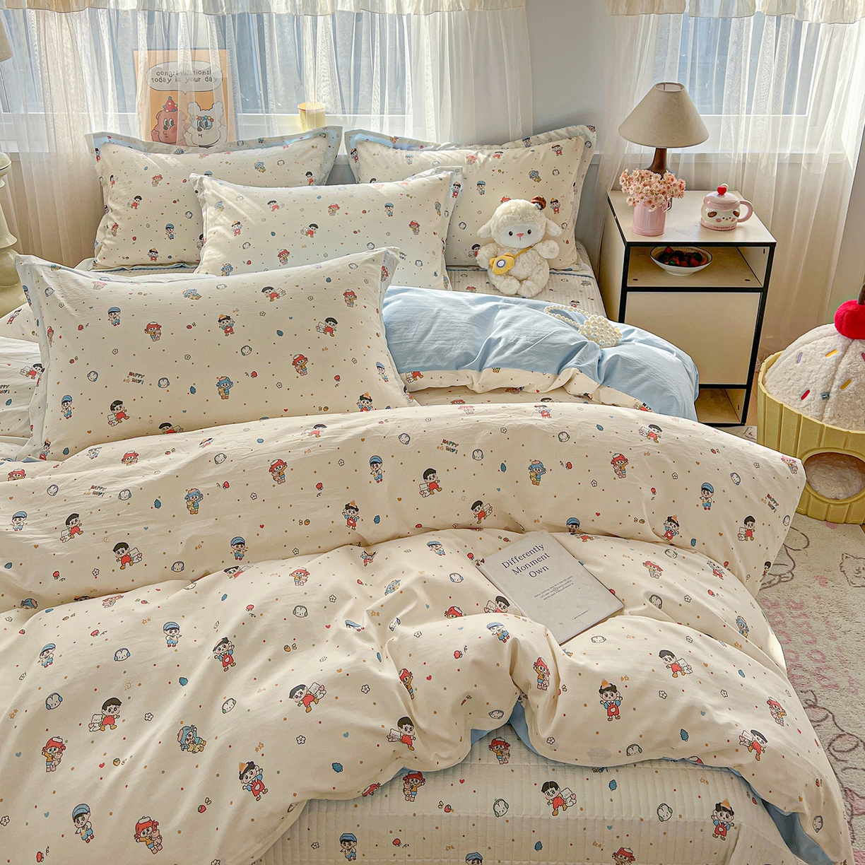 91家纺网 家纺一手货源 找家纺 梵克保罗 2026新款亲肤舒适仿棉印花床盖四件套 童趣