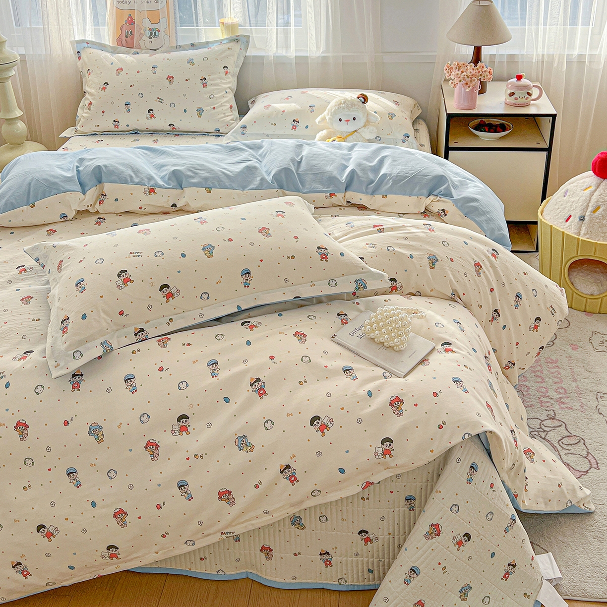 91家纺网 家纺一手货源 找家纺 梵克保罗 2026新款亲肤舒适仿棉印花床盖四件套 童趣