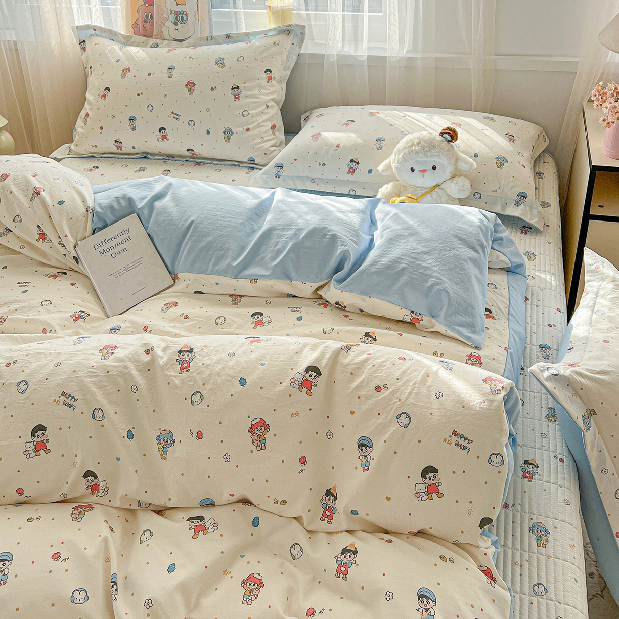 91家纺网 家纺一手货源 找家纺 梵克保罗 2026新款亲肤舒适仿棉印花床盖四件套 童趣