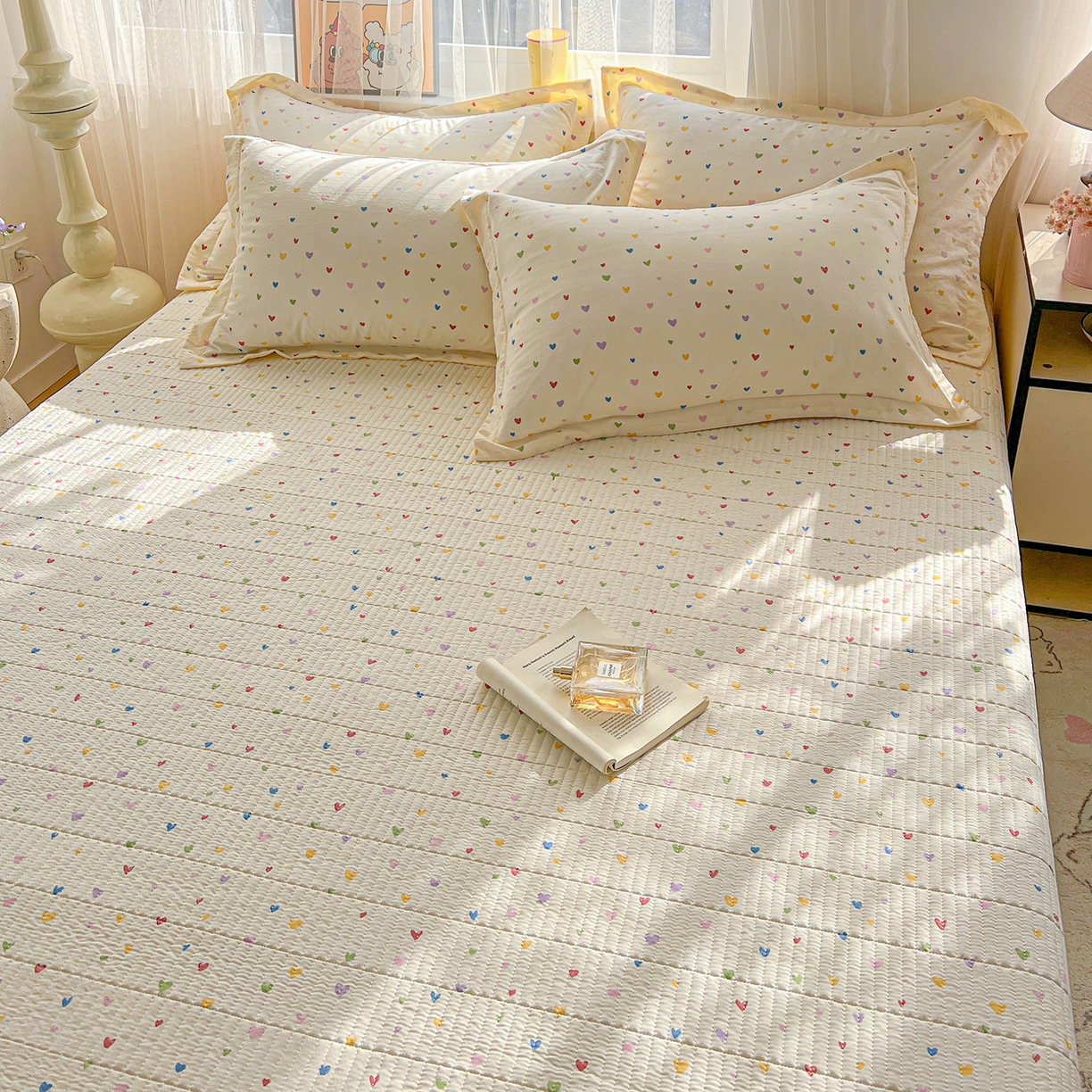 91家纺网 家纺一手货源 找家纺 梵克保罗 2026新款亲肤舒适仿棉印花床盖四件套 五彩斑斓