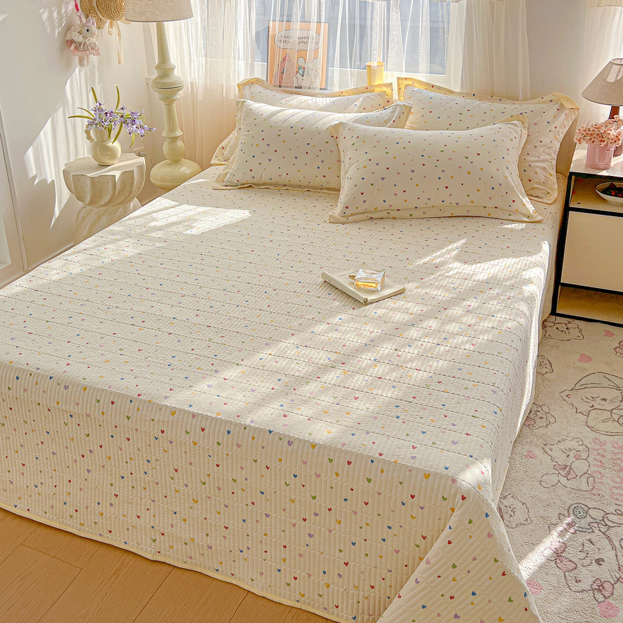 91家纺网 家纺一手货源 找家纺 梵克保罗 2026新款亲肤舒适仿棉印花床盖四件套 五彩斑斓