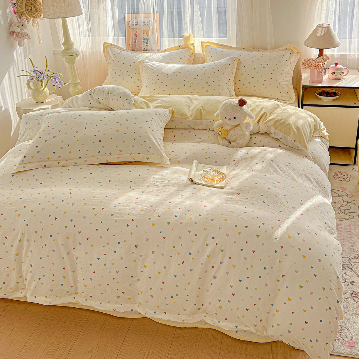 91家纺网 家纺一手货源 找家纺 梵克保罗 2026新款亲肤舒适仿棉印花床盖四件套 五彩斑斓