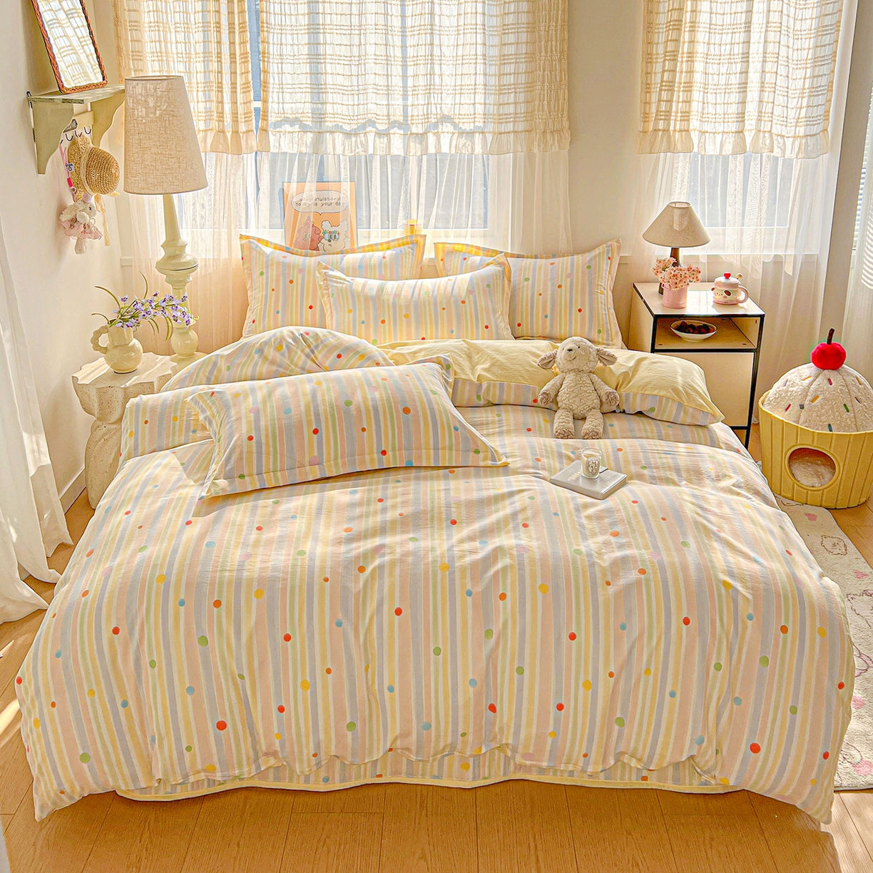 91家纺网 家纺一手货源 找家纺 梵克保罗 2026新款亲肤舒适仿棉印花床盖四件套 小时光