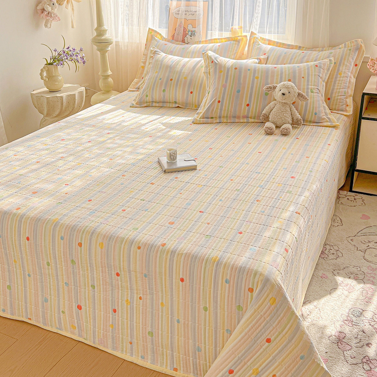 91家纺网 家纺一手货源 找家纺 梵克保罗 2026新款亲肤舒适仿棉印花床盖四件套 小时光