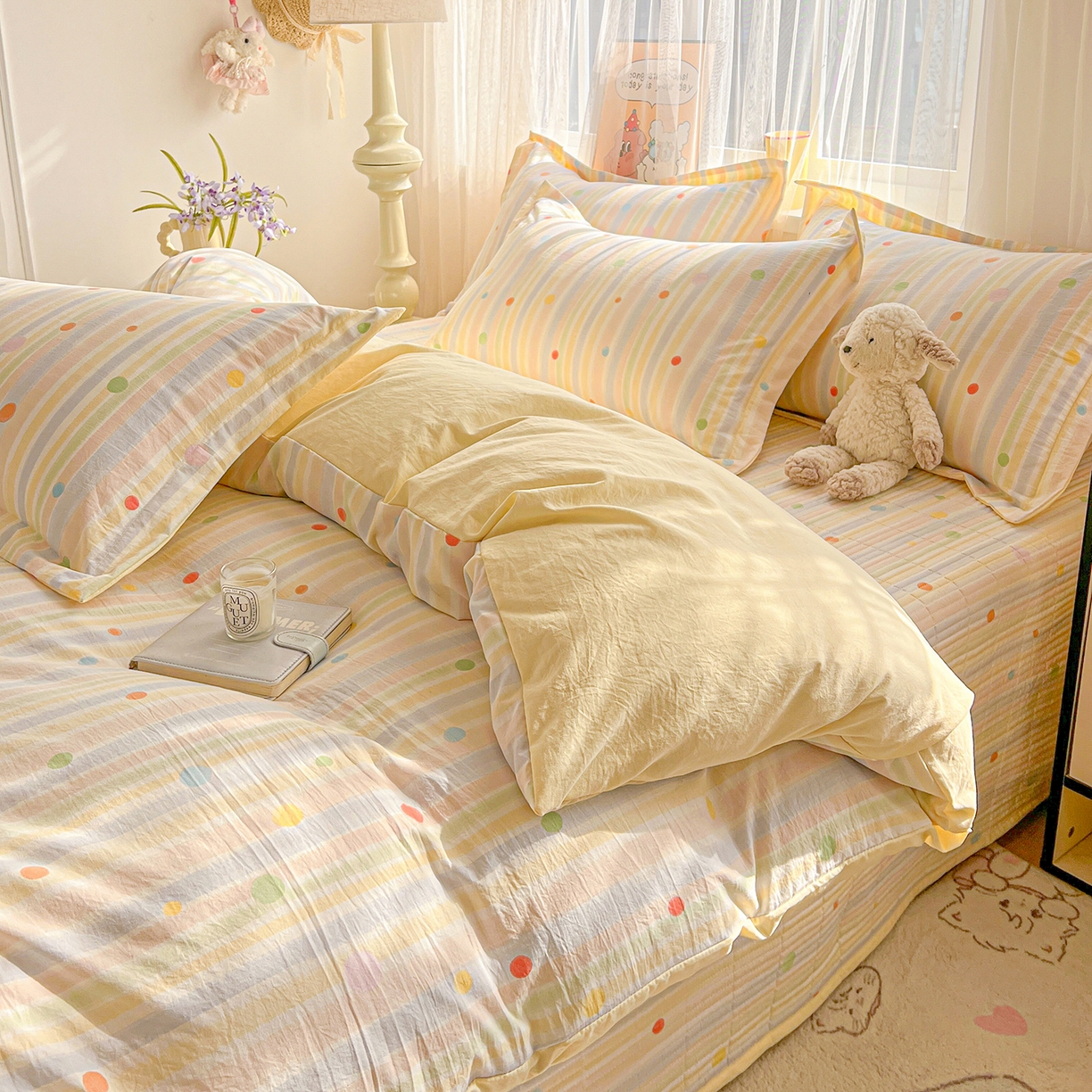 91家纺网 家纺一手货源 找家纺 梵克保罗 2026新款亲肤舒适仿棉印花床盖四件套 小时光