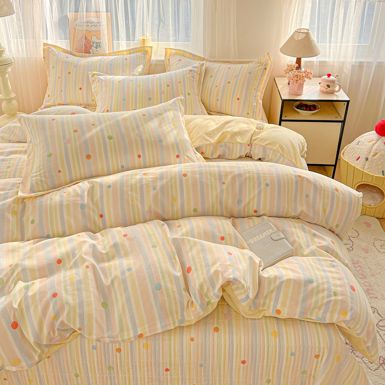 91家纺网 家纺一手货源 找家纺 梵克保罗 2026新款亲肤舒适仿棉印花床盖四件套 小时光