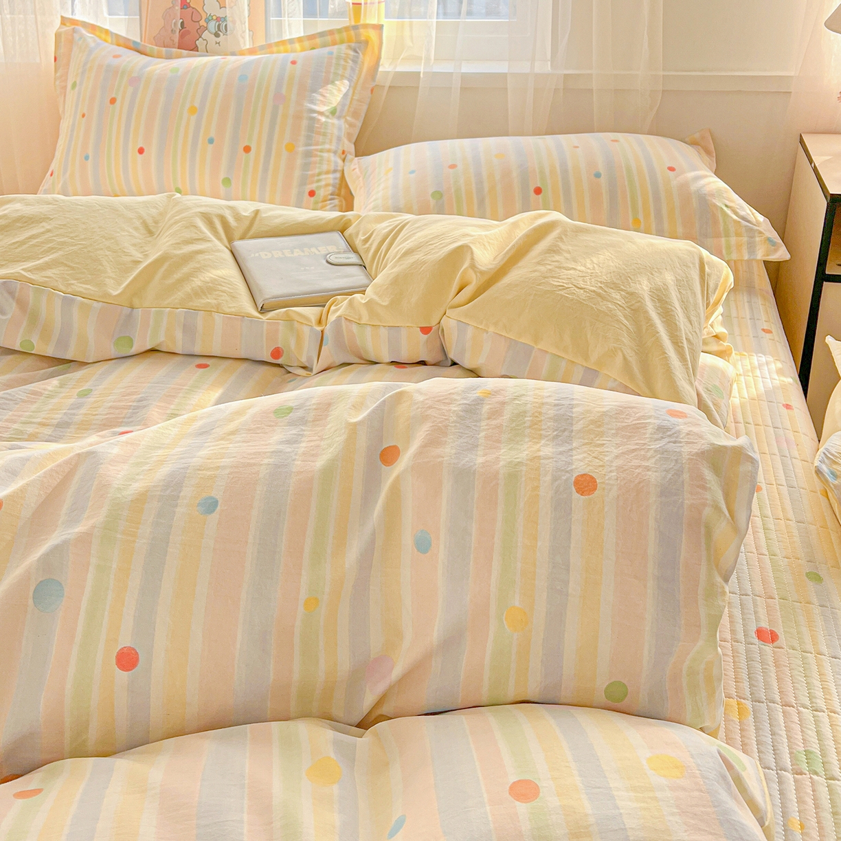 91家纺网 家纺一手货源 找家纺 梵克保罗 2026新款亲肤舒适仿棉印花床盖四件套 小时光