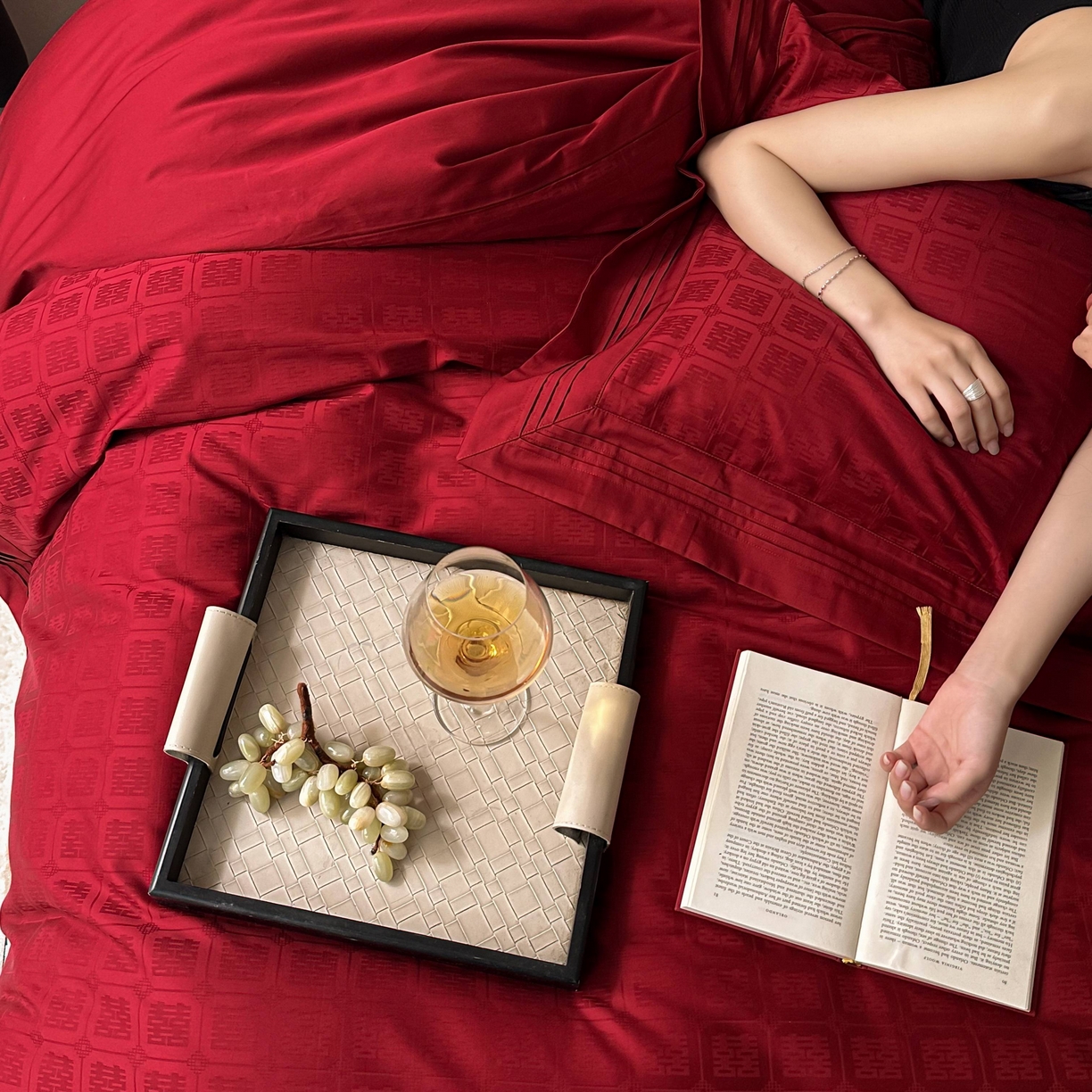 91家纺网 家纺一手货源 找家纺 （总）优然居家纺 2025新款全棉纯棉大提花婚庆四件套-吾家有喜 会员价-20