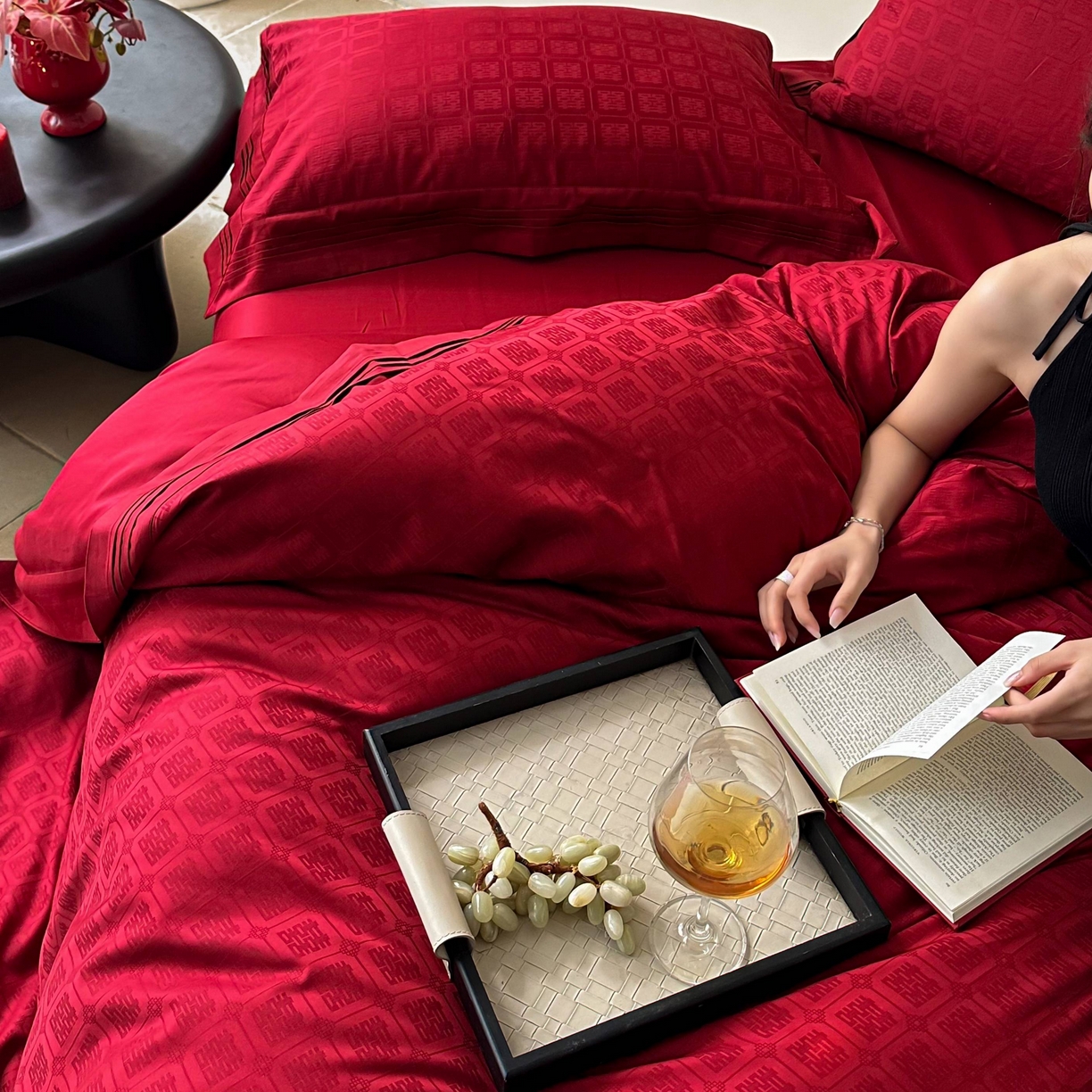 91家纺网 家纺一手货源 找家纺 （总）优然居家纺 2025新款全棉纯棉大提花婚庆四件套-吾家有喜 会员价-20