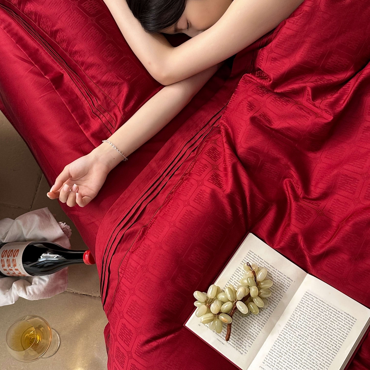 91家纺网 家纺一手货源 找家纺 （总）优然居家纺 2025新款全棉纯棉大提花婚庆四件套-吾家有喜 会员价-20