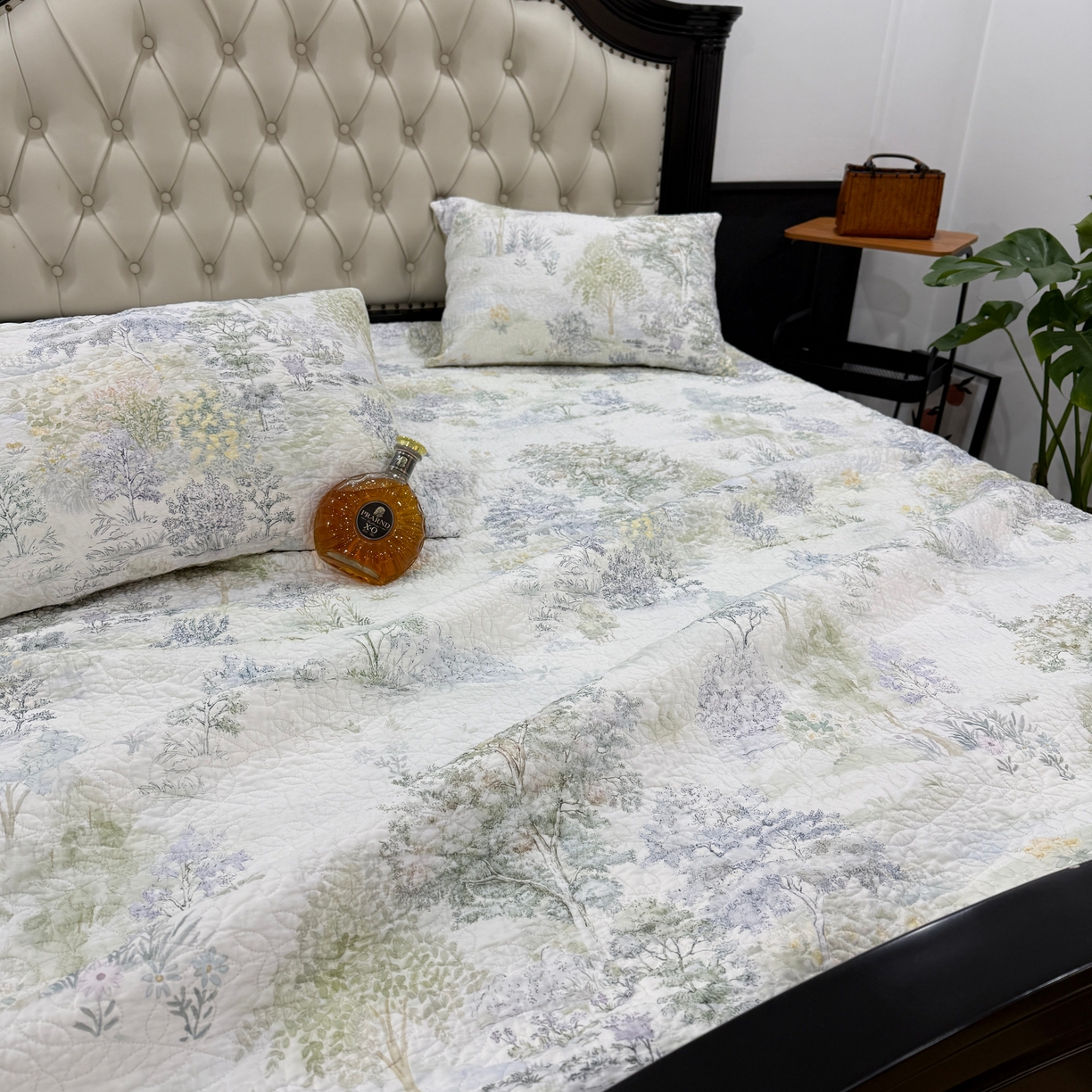 91家纺网 家纺一手货源 找家纺 床盖工厂店 2026新款高端活性数码工艺双面全棉棉花床盖三件套 翠薇