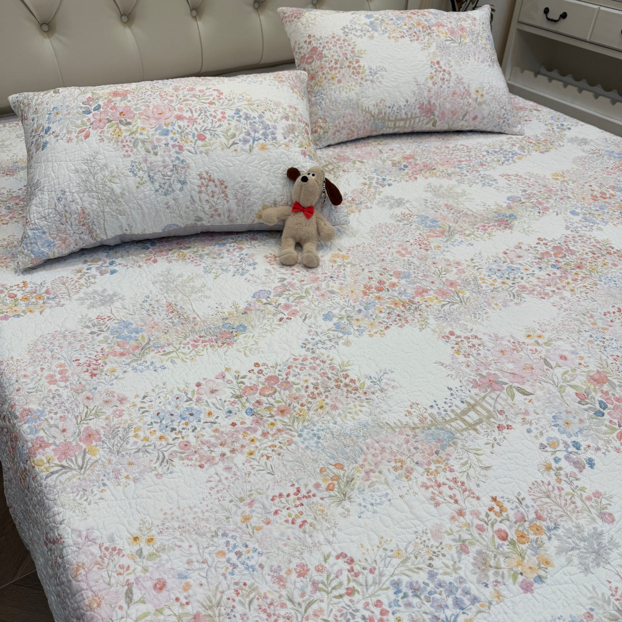 91家纺网 家纺一手货源 找家纺 床盖工厂店 2026新款高端活性数码工艺双面全棉棉花床盖三件套 心蕊