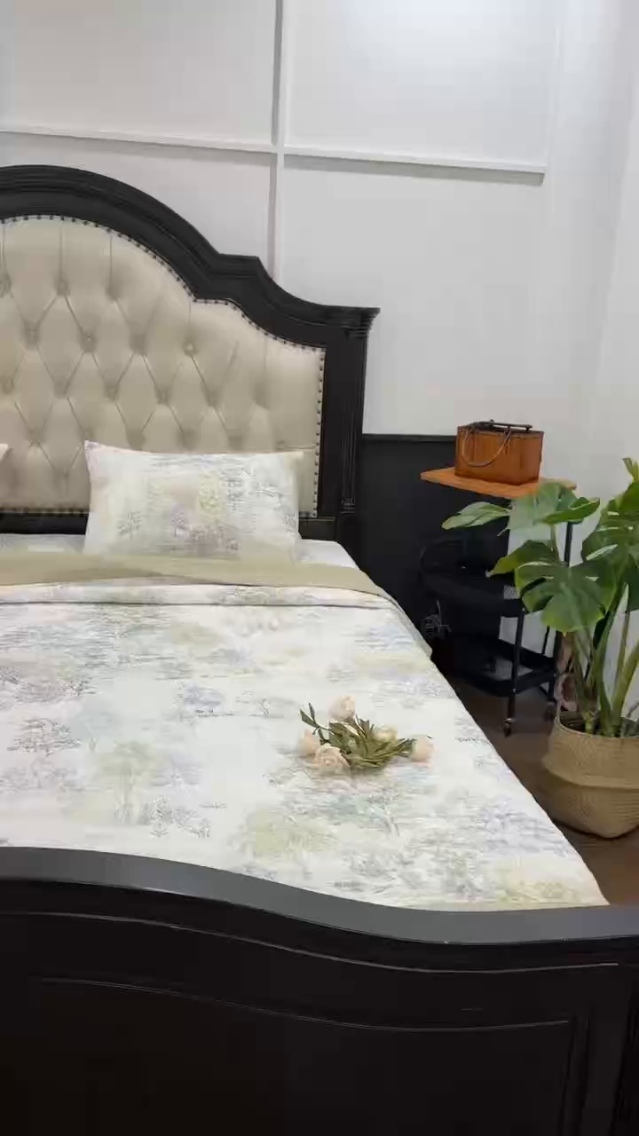 91家纺网 家纺一手货源 找家纺 床盖工厂店 2026新款高端活性数码工艺双面全棉棉花床盖三件套 翠薇