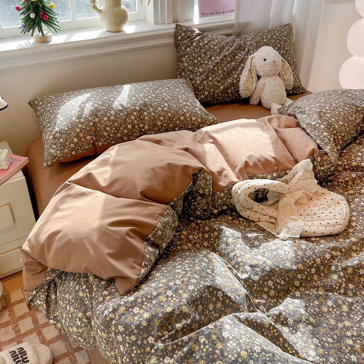 91家纺网 家纺一手货源 找家纺 梵克保罗 2026新款A类古法水洗仿棉云感纱四件套 知秋