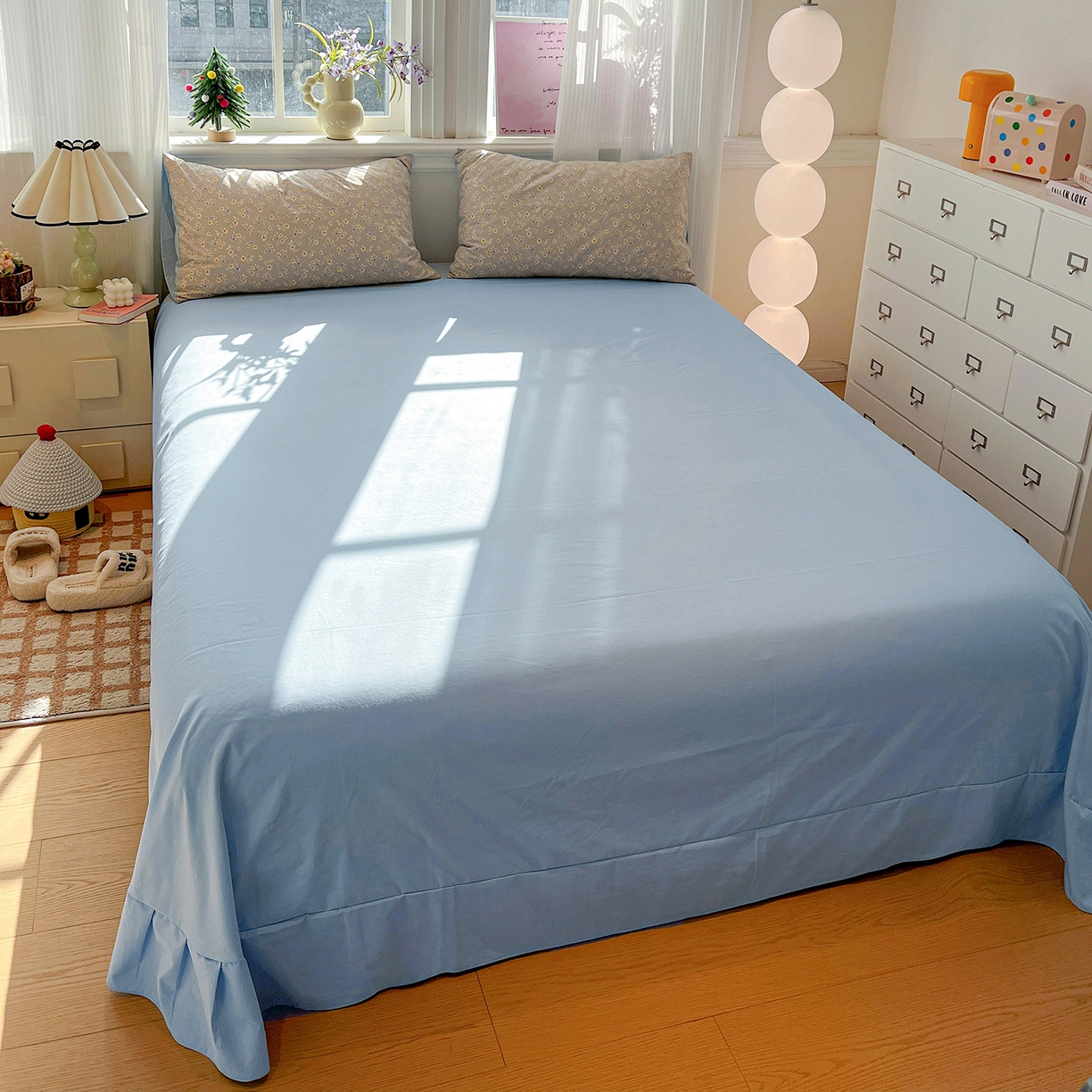 91家纺网 家纺一手货源 找家纺 梵克保罗 2026新款A类古法水洗仿棉云感纱四件套 白兰地