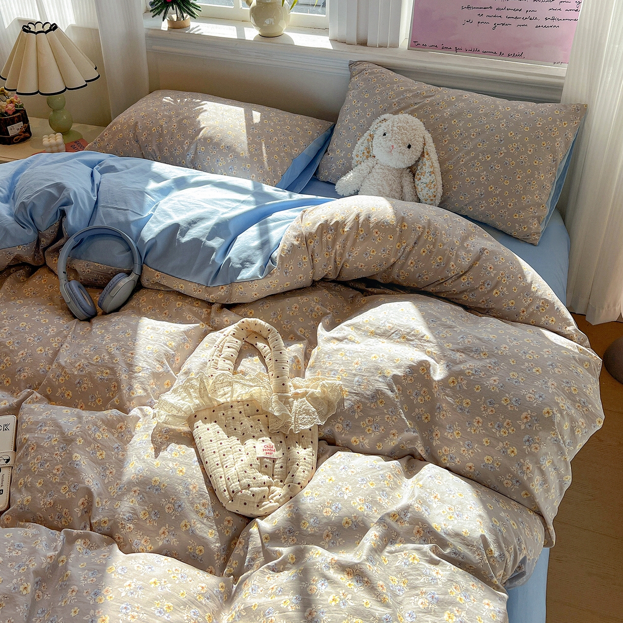 91家纺网 家纺一手货源 找家纺 梵克保罗 2026新款A类古法水洗仿棉云感纱四件套 白兰地