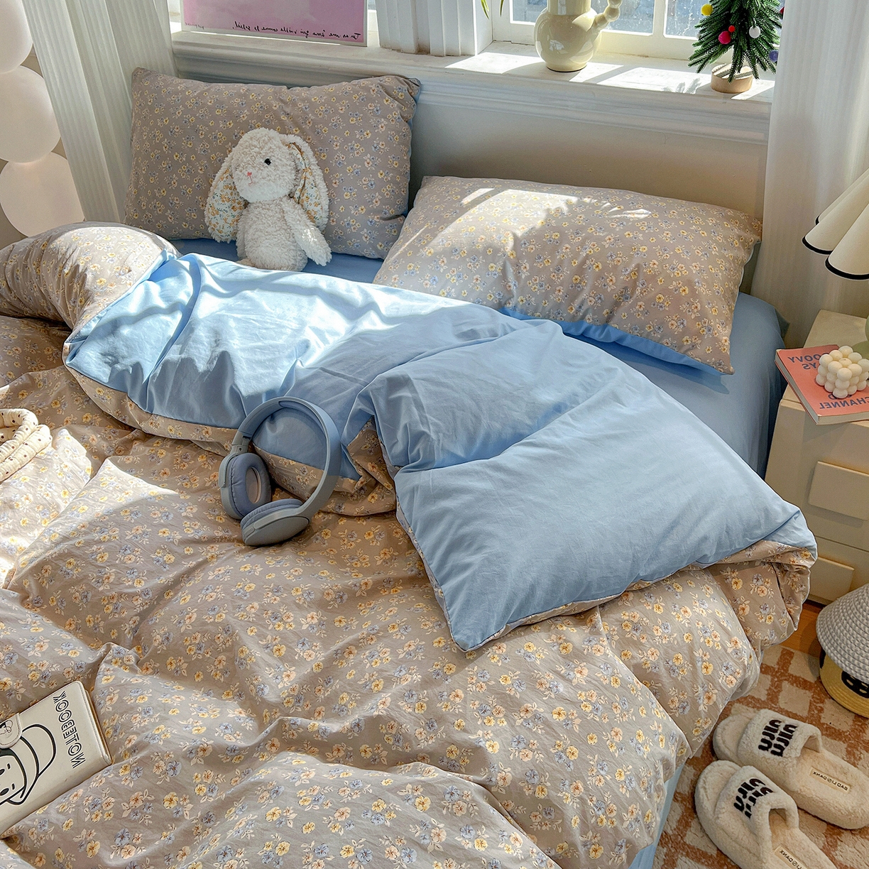 91家纺网 家纺一手货源 找家纺 梵克保罗 2026新款A类古法水洗仿棉云感纱四件套 白兰地